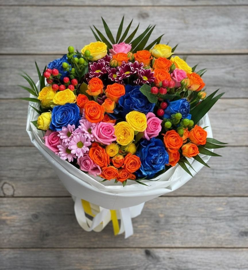 Букет цветов из: Розы и Хризантемы в Новощербиновской