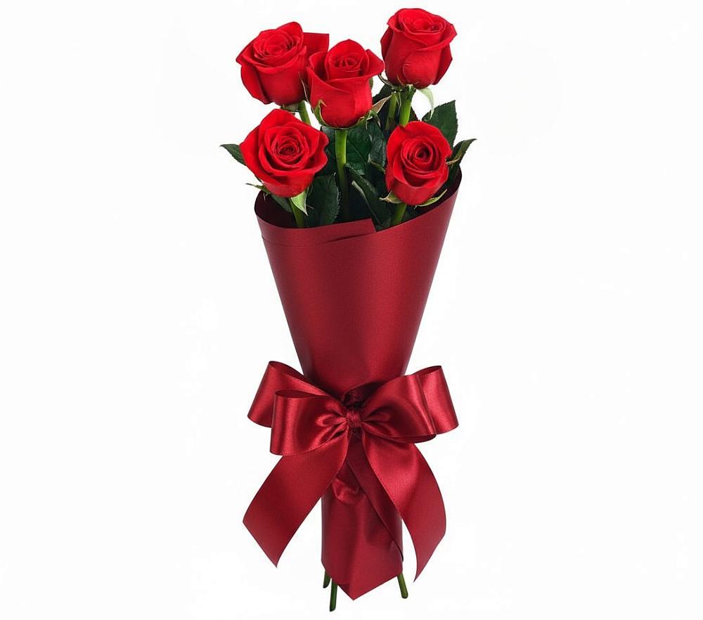 Букет 5 Красных роз Эдлесс Лав в Новощербиновской