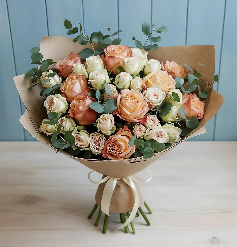 Букет цветов из: Альстромерии и Розы в Новощербиновской