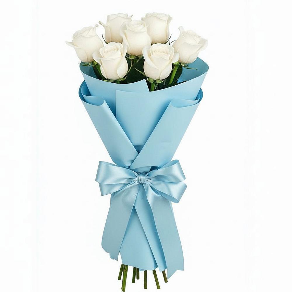 Букет 7 белых роз Проуд в Новощербиновской
