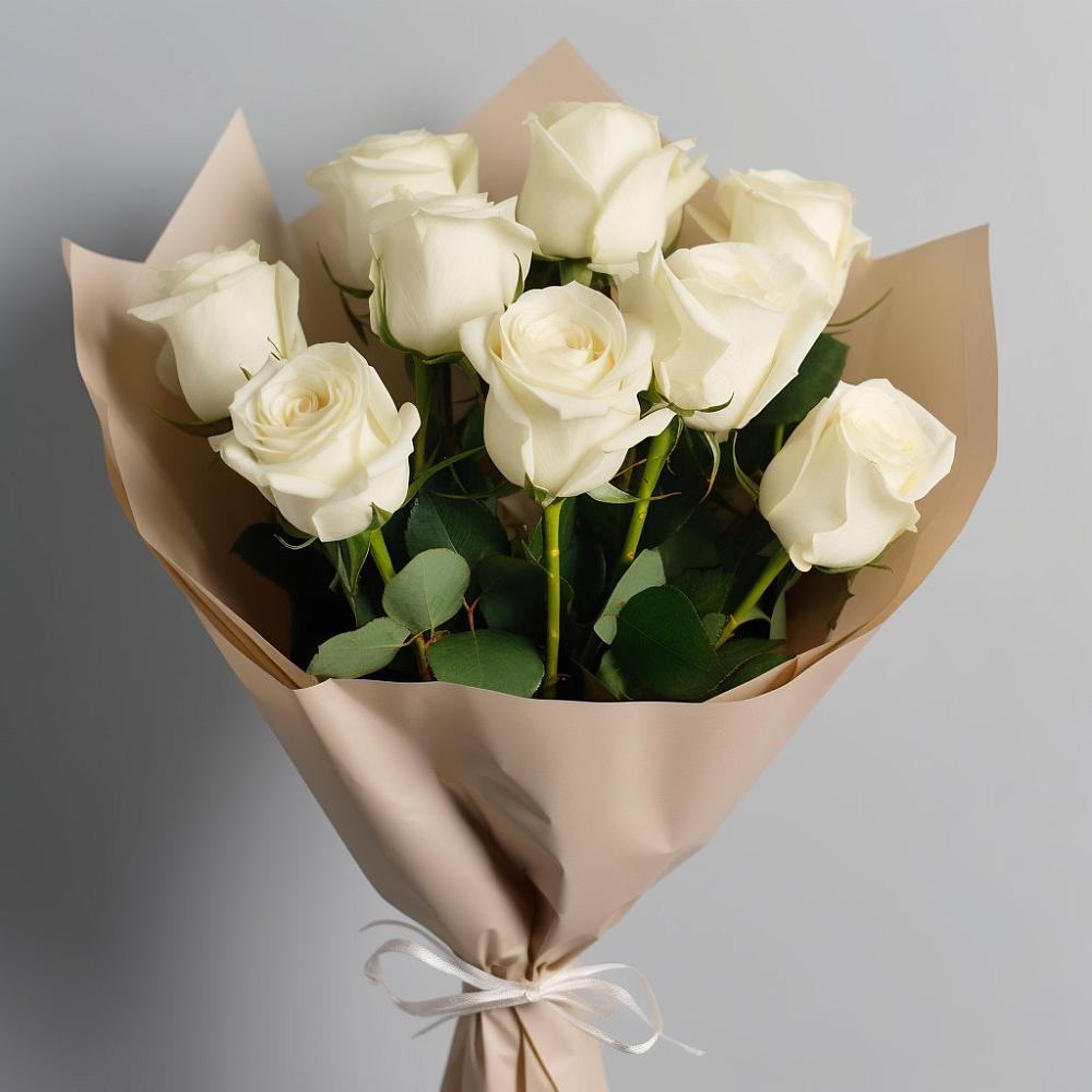 Букет 9 Белых роз Эдлесс Лав в Новощербиновской