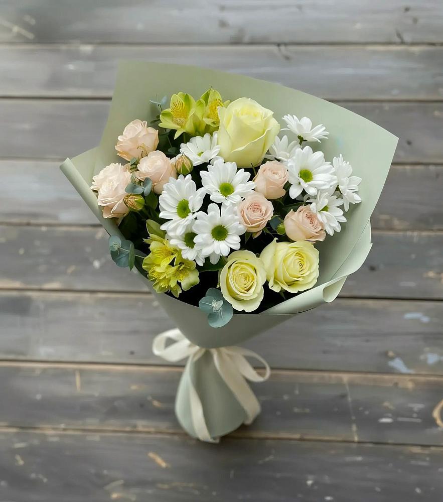 Букет цветов из: Альстромерии, Розы и Хризантемы в Новощербиновской