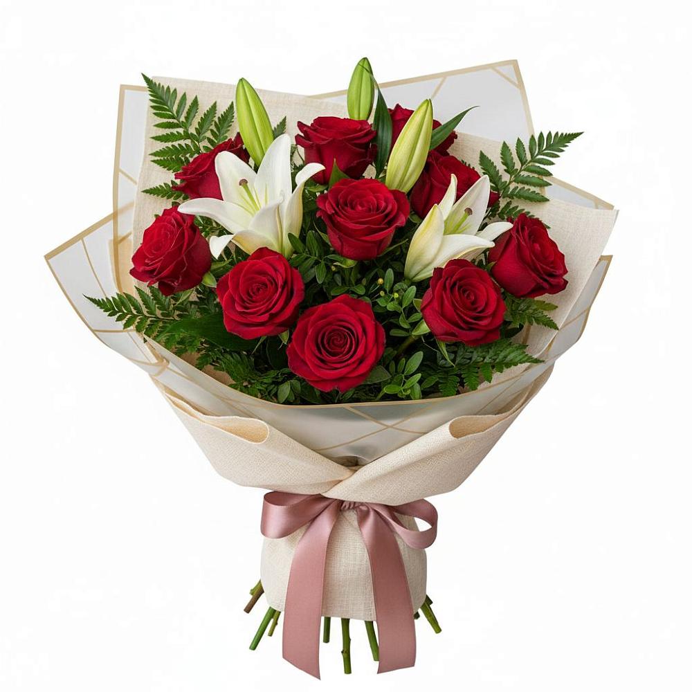 Букет цветов из: Лилии и Розы в Новощербиновской