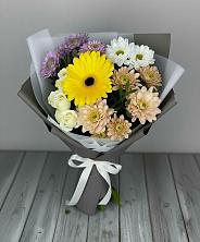 Букет цветов из:  Розы, Герберы и Хризантемы в Новощербиновской