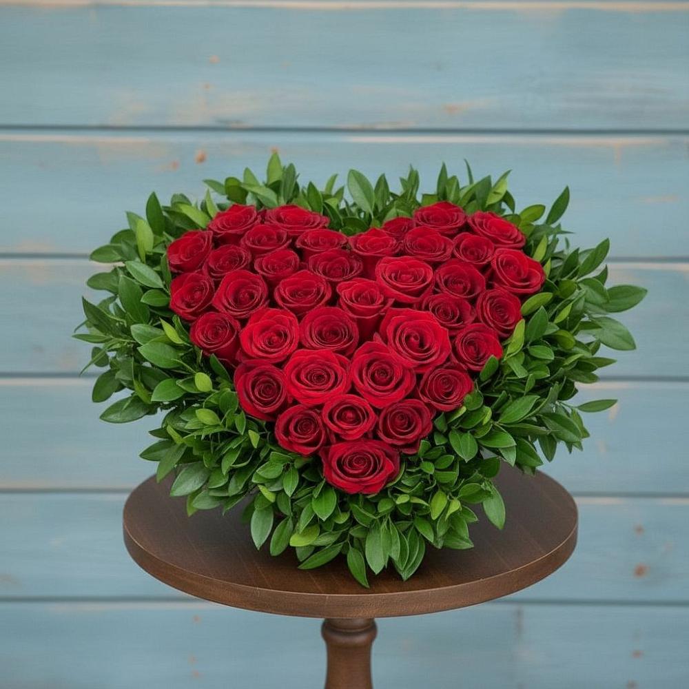 Цветочная композиция из Розы в виде сердца в Новощербиновской