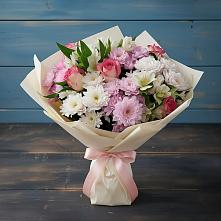 Букет цветов из:  Хризантемы, Альстромерии и Розы в Новощербиновской