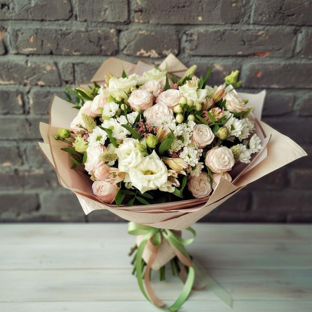 Букет цветов из: Альстромерии, Розы и Хризантемы в Новощербиновской