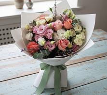 Букет цветов из:  Розы, Лизиантусы и Гвоздики в Новощербиновской