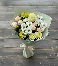 Букет цветов из:  Альстромерии, Розы и Хризантемы в Новощербиновской