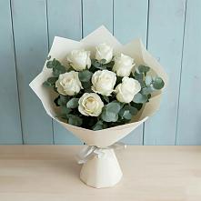 Букет Белые розы в Эвкалипте #REPLACE_PRED# Новощербиновской